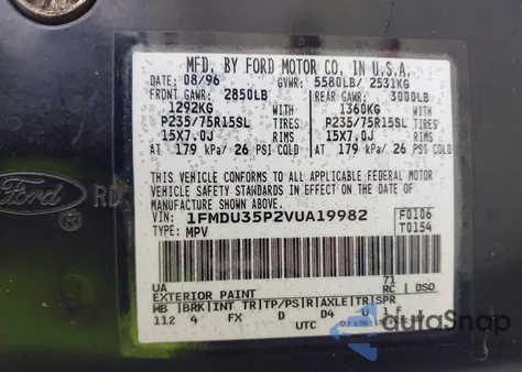 1997 Ford Explorer Eddie Bauer/Limited/Xlt z USA, uszkodzony, nr VIN 1FMDU35P2VUA19982